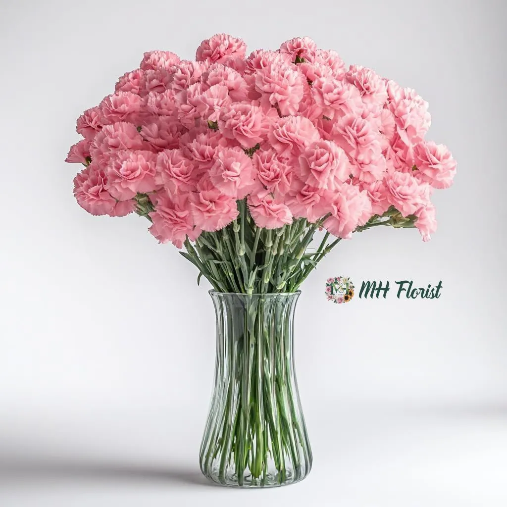 14 Fresh Pink Carnations with Free Glass Vase