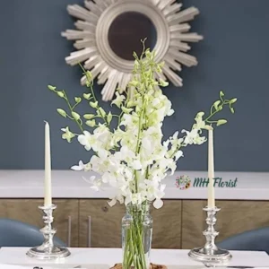 Fresh White Orchids with Vase