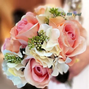 Hydrangea Wedding Bouquet, 9 Stems Faux Wedding Bouquet for Bride