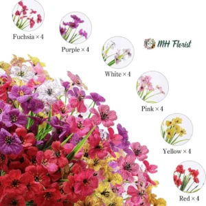 No Fade Fake Plastic Flowers, Decorative Flowers for Home and Garden