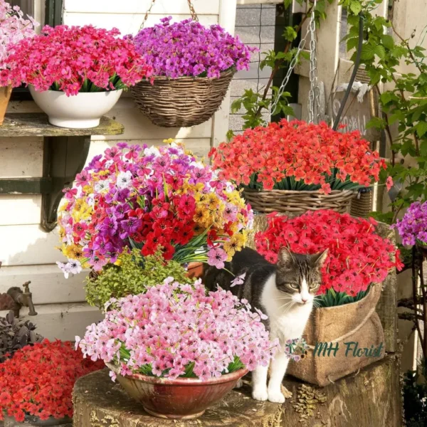 No Fade Fake Plastic Flowers, Decorative Flowers for Home and Garden