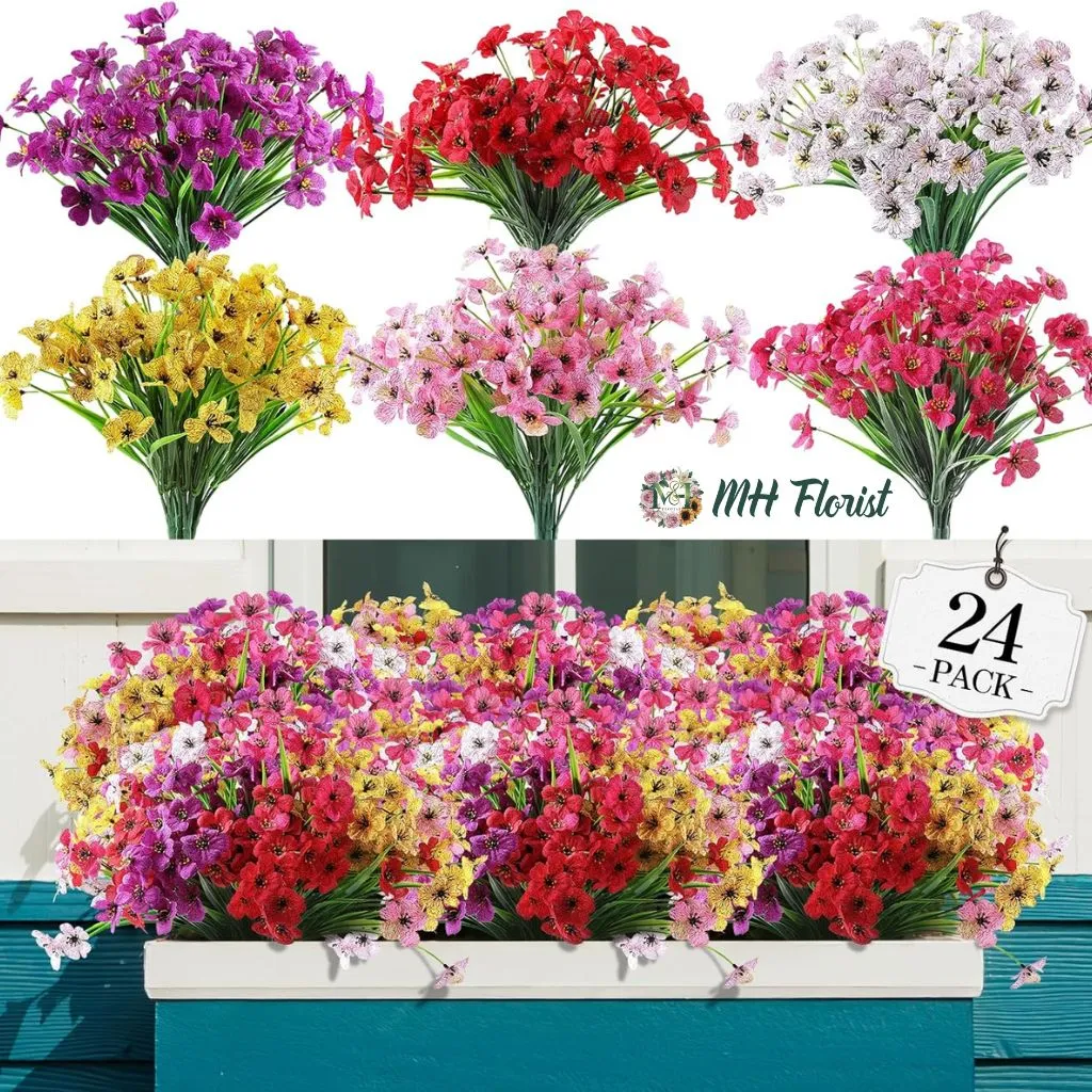 No Fade Fake Plastic Flowers, Decorative Flowers for Home and Garden